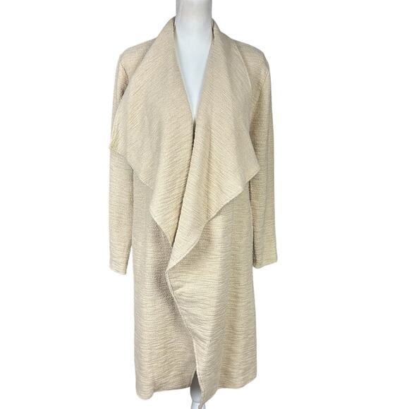 Steve Madden Slub Knit Jacket Size Small Beige Drape Front Open Front Coatigan - Picture 1 of 12